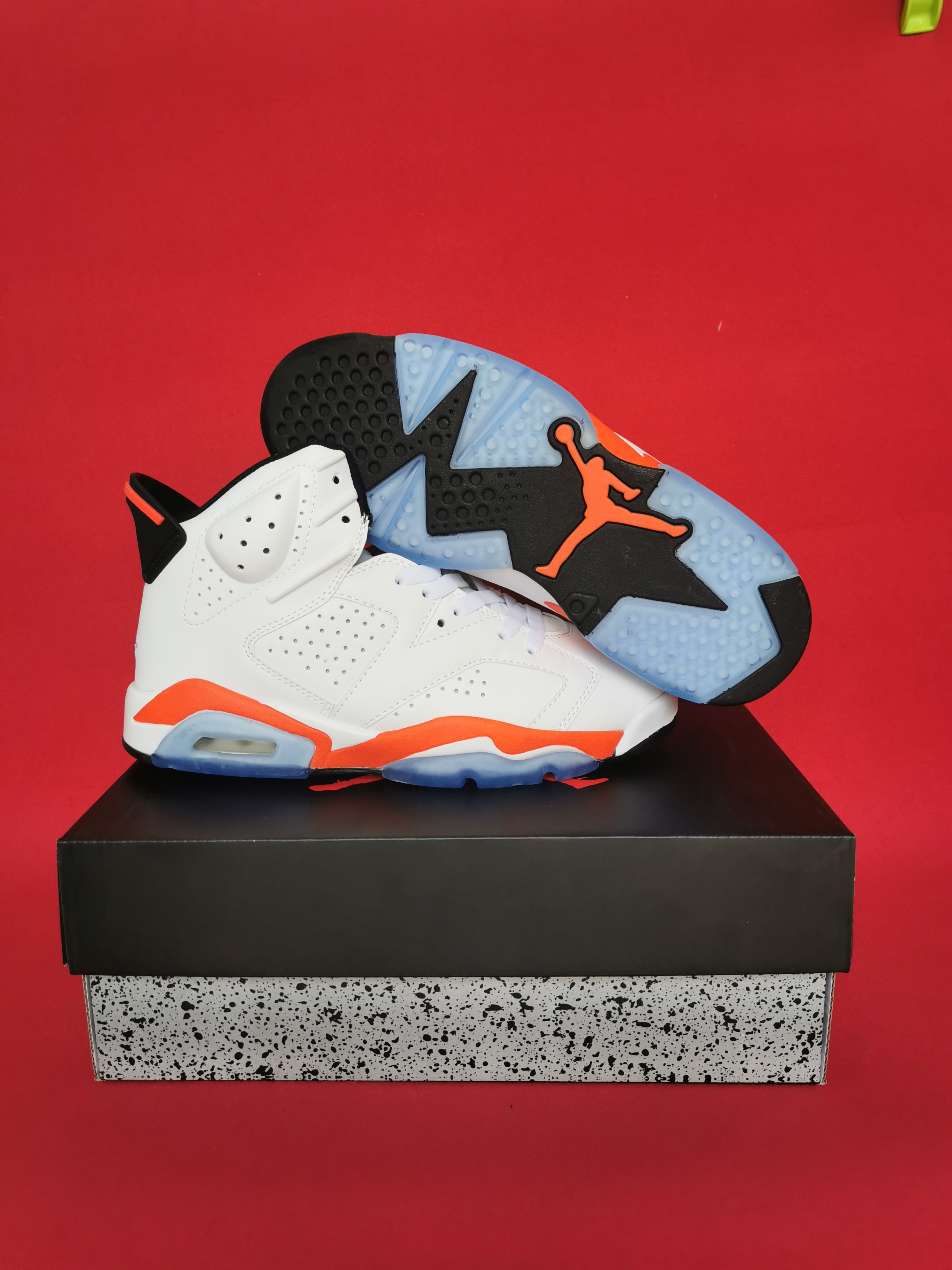 Air Jordan 6 White Red Ice Sole Retro Shoes